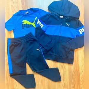 4T BOY PUMA TRACKSUIT FULL ZIP UP HOODIE TEE AND SWEATPANTS 3 PIECE MATCHING SET